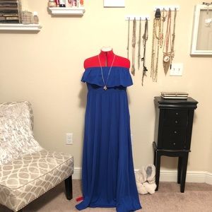 Long strapless blue Torrid 3x dress